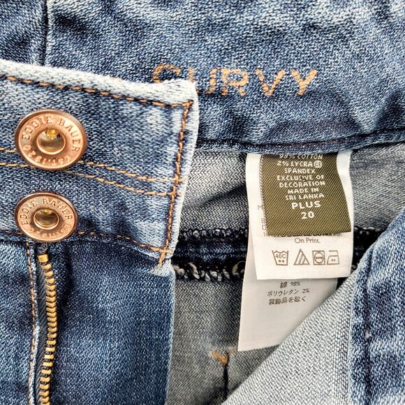 Eddie Bauer Blue Curvy Cropped Jeans Cotton Spandex Blend Women's Plus Size 20 - Picture 5 of 9